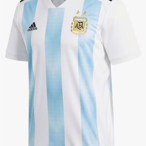 Adidas Light Blue and White Soccer Jersey Young XL. A3